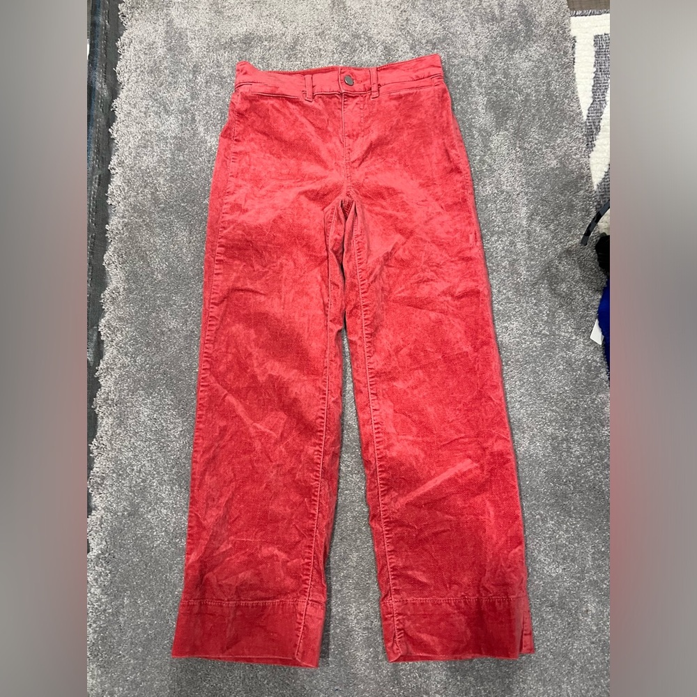 Loft suede pants in redish orange